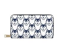 VOSERY Leather Thin Slim Wallets for Women Men - Classic Cute Cartoon Husky Funny Clutch Wallet for Women Men with Zipper