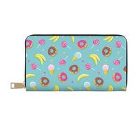 VOSERY Leather Thin Slim Wallets for Women Men - Cute Banana Candy Ice Cream Clutch Wallet for Women Men with Zipper
