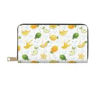 VOSERY Leather Thin Slim Wallets for Women Men - Cute Durian Flower Fish Mango Clutch Wallet for Women Men with Zipper