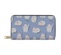 VOSERY Leather Thin Slim Wallets for Women Men - Cute fat cat Clutch Wallet for Women Men with Zipper