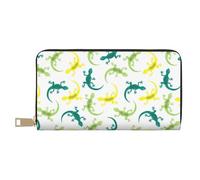 VOSERY Leather Thin Slim Wallets for Women Men - Cute Lizard Gecko Artistic Clutch Wallet for Women Men with Zipper