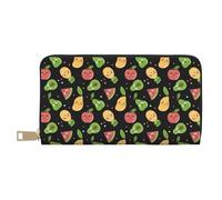 VOSERY Leather Thin Slim Wallets for Women Men - Cute Pear Mango Watermelon Pineapple Clutch Wallet for Women Men with Zipper
