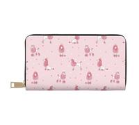 VOSERY Leather Thin Slim Wallets for Women Men - Cute Poodle Dog Queen Pink_A Clutch Wallet for Women Men with Zipper