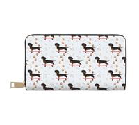 VOSERY Leather Thin Slim Wallets for Women Men - Dachshund Dog Puppy Skateboard Clutch Wallet for Women Men with Zipper