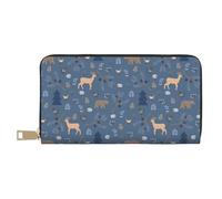 VOSERY Leather Thin Slim Wallets for Women Men - Deer Bear Chicken Hedgehog Flower Clutch Wallet for Women Men with Zipper