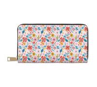 VOSERY Leather Thin Slim Wallets for Women Men - Floral Ditsy Clutch Wallet for Women Men with Zipper