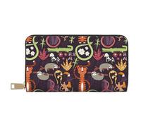 VOSERY Leather Thin Slim Wallets for Women Men - Funny tiger sloth Clutch Wallet for Women Men with Zipper