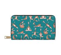 VOSERY Leather Thin Slim Wallets for Women Men - Giraffes Doing Various Yoga Clutch Wallet for Women Men with Zipper