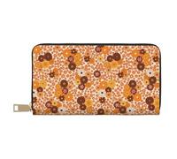 VOSERY Leather Thin Slim Wallets for Women Men - Hippie Ditsy Floral Clutch Wallet for Women Men with Zipper