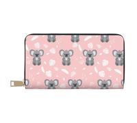 VOSERY Leather Thin Slim Wallets for Women Men - Leaf Koala Print Pink Clutch Wallet for Women Men with Zipper