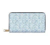 VOSERY Leather Thin Slim Wallets for Women Men - moroccan pattern Clutch Wallet for Women Men with Zipper