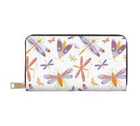 VOSERY Leather Thin Slim Wallets for Women Men - Moths Dragonflies Butterflies Clutch Wallet for Women Men with Zipper