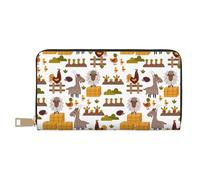 VOSERY Leather Thin Slim Wallets for Women Men - Sheep Chicken Carrot Hedgehog Duck Clutch Wallet for Women Men with Zipper