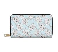 VOSERY Leather Thin Slim Wallets for Women Men - Upbeat Cute Cat Face Clutch Wallet for Women Men with Zipper