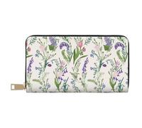 VOSERY Leather Thin Slim Wallets for Women Men - Wisteria flower Clutch Wallet for Women Men with Zipper