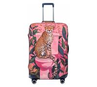 VOSERY Luggage Cover Protector Suitcase Cover - Cheetah On Toilet Humor Art High Elasticity Suitcase Covers Protector for Luggage (No Luggage), Black, XL
