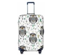 VOSERY Luggage Cover Protector Suitcase Cover - High Elasticity Cool Tribe Owls Suitcase Cover for Luggage, Black, X-Large