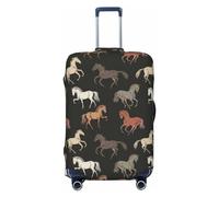 VOSERY Luggage Cover Protector Suitcase Cover - High Elasticity Hand Drawn Modern Cool Horse_A Suitcase Cover for Luggage, Black, Medium