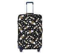 VOSERY Luggage Cover Protector Suitcase Cover - High Elasticity Honey Bees At Night Suitcase Cover for Luggage, Black, Small