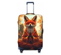 VOSERY Luggage Cover Protector Suitcase Cover - Maple Leaf Meditating Fox High Elasticity Suitcase Covers Protector for Luggage (No Luggage), Black, S