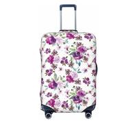 VOSERY Luggage Cover Protector Suitcase Cover - Violets Flowers Purple High Elasticity Suitcase Covers Protector for Luggage (No Luggage), Black, S