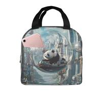 VOSERY Lunch Bag, Lunch Box Lunch Bag for Women Men Adult, Panda In Futuristic City Insulated Lunch Bag Cooler Bag, Leakproof Reusable Large Capacity Lunch Tote for Work Office Picnic Travel