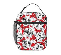 VOSERY Lunch Box for Men Women - Lunch Bag for Men, Stylish Insulated Lunch Bag, Cut French Bulldog Red Bow Tie_A Insulated Lunch Box, Small Lunch Box for Women, Lunch Box for Adults