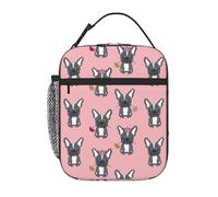 VOSERY Lunch Box for Men Women - Lunch Bag for Men, Stylish Insulated Lunch Bag, Cute French Bulldog Flower Pink Insulated Lunch Box, Small Lunch Box for Women, Lunch Box for Adults