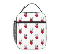 VOSERY Lunch Box for Men Women - Lunch Bag for Men, Stylish Insulated Lunch Bag, Cute French Bulldog Love Insulated Lunch Box, Small Lunch Box for Women, Lunch Box for Adults