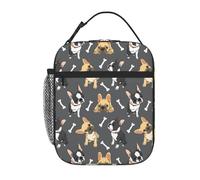 VOSERY Lunch Box for Men Women - Lunch Bag for Men, Stylish Insulated Lunch Bag, Two color french bulldog Insulated Lunch Box, Small Lunch Box for Women, Lunch Box for Adults
