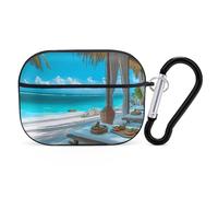 VOSERY Luxurious Tropical Beach Retreat Compatible with Airpods Pro Case - Cute Case Compatible with Airpods Pro 2 Case, PC Case Compatible with Airpods Pro 2nd Generation Case with Keychain