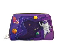 VOSERY Makeup Bag, Cosmetic Bags Travel Toiletry Bag for Women, Astronaut on Mission in Outer Space Make up Bag, Large Capacity Makeup Bag Organizer, Cute Makeup Pouch, Waterproof Leather Makeup Case
