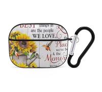 VOSERY Memories Sunflower Hummingbird Compatible with Airpods Pro Case - Cute Case Compatible with Airpods Pro 2 Case, PC Case Compatible with Airpods Pro 2nd Generation Case with Keychain