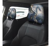VOSERY Mountain White Dragon Car Accessories for Women Men, Headrest Covers for Cars 2 Pcs, Head Rest Cover for Car Decor, Car Headrest Cover for Car Decorations Interior
