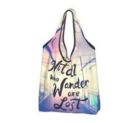 VOSERY Not All Those Who Wander Are Lost Reusable Shopping Bag with Handles, black, One Size