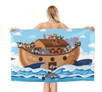 VOSERY Quick Dry Beach Towel - Animals on Noah's Ark Soft Bath Towels for Bathroom, Towels for Body, Personalized Beach Towels, Absorbent Shower Towels for Home, Travel