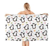 VOSERY Quick Dry Beach Towel - Colorful Hearts Penguin Soft Bath Towels for Bathroom, Towels for Body, Personalized Beach Towels, Absorbent Shower Towels for Home, Travel
