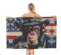 VOSERY Quick Dry Beach Towel - Cool Chimp with Drink Soft Bath Towels for Bathroom, Towels for Body, Personalized Beach Towels, Absorbent Shower Towels for Home, Travel
