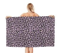 VOSERY Quick Dry Beach Towel - Exotic Leopard Pink Purple Soft Bath Towels for Bathroom, Towels for Body, Personalized Beach Towels, Absorbent Shower Towels for Home, Travel
