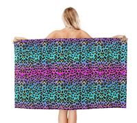 VOSERY Quick Dry Beach Towel - Fashion Leopard Blue Purple Soft Bath Towels for Bathroom, Towels for Body, Personalized Beach Towels, Absorbent Shower Towels for Home, Travel