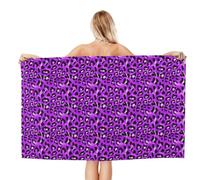 VOSERY Quick Dry Beach Towel - Leopard Purple Soft Bath Towels for Bathroom, Towels for Body, Personalized Beach Towels, Absorbent Shower Towels for Home, Travel