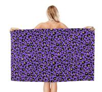 VOSERY Quick Dry Beach Towel - Purple Leopard Print Fashion Soft Bath Towels for Bathroom, Towels for Body, Personalized Beach Towels, Absorbent Shower Towels for Home, Travel