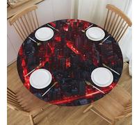 VOSERY Round Tablecloths 48 Inch, Cyberpunk Cityscape Lights Table Cloth Round Cover, Water Resistant Dining Table Cover, Machine Washable Round Table Cloth Cover
