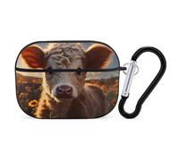 VOSERY Sunset Sunflower Small Cow Compatible with Airpods Pro Case - Cute Case Compatible with Airpods Pro 2 Case, PC Case Compatible with Airpods Pro 2nd Generation Case with Keychain