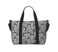 Vosery Travel Duffel Bag, Weekender Bag Carry On Overnight Tote Bags for Women and Men, Cute Funny Husky Gray Shoulder Sport Gym Luggage Bag Personal Item Travel Bag