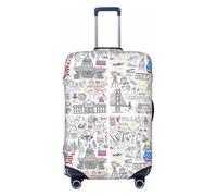 VOSERY Travel Luggage Cover - America Landmarks2 Washable Suitcase Covers Protector Fits 18-32 Inch Luggage, Black, S