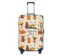 VOSERY Travel Luggage Cover - Autumn In The Forest Welcome Fall Washable Suitcase Covers Protector Fits 18-32 Inch Luggage, Black, XL