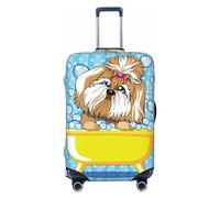 VOSERY Travel Luggage Cover - Dog Takes a Bath in the Bathtub Washable Suitcase Covers Protector Fits 18-32 Inch Luggage, Black, M