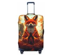 VOSERY Travel Luggage Cover - Maple Leaf Meditating Fox Washable Suitcase Covers Protector Fits 18-32 Inch Luggage, Black, S