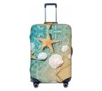 VOSERY Travel Luggage Cover - Starfish And Seashell On The Summer Beach Washable Suitcase Covers Protector Fits 18-32 Inch Luggage, Black, S